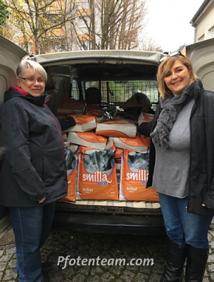 Pfotenteam spendet 400 kg Katzenfutter für La chatterie des remparts in F- Neuf-Brisach