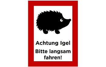 Warnschild "Achtung Igel" 40 x 30 cm kostenlose Bestellvorlage